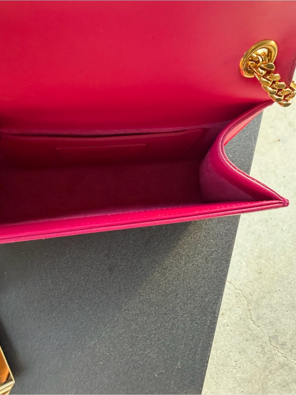 Saint Laurent Hot Pink Leather Tassel Chain Wallet with Gold Hardware - Picture 2 of 16